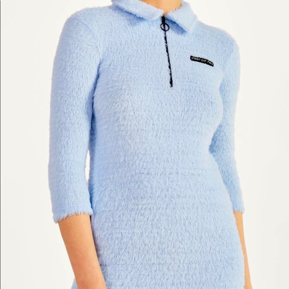 Bershka Faux Fur dress blue dress